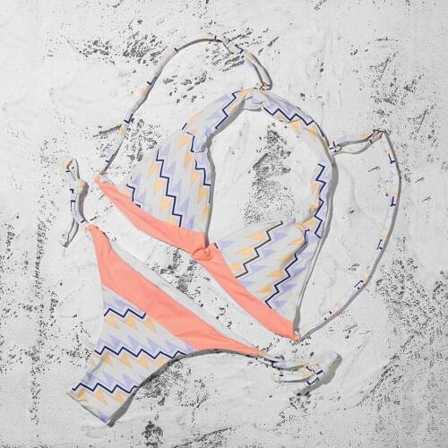 ZTVitality Sexy Push Up Bikini 2019 New Arrival Print Patchwork String Bikinis Padded Low Waist Swimsuit Swimwear Women Biquini