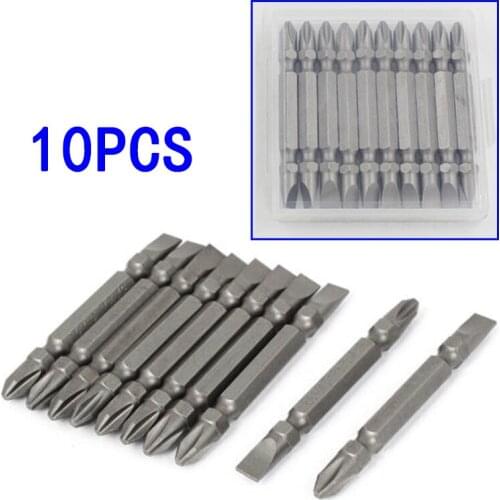 10pcs 65mm PH2 ScrewDriver Bits Double End Magnetic Bits Hand Operated Tools Power Tool Accessories Toolbox Professional
