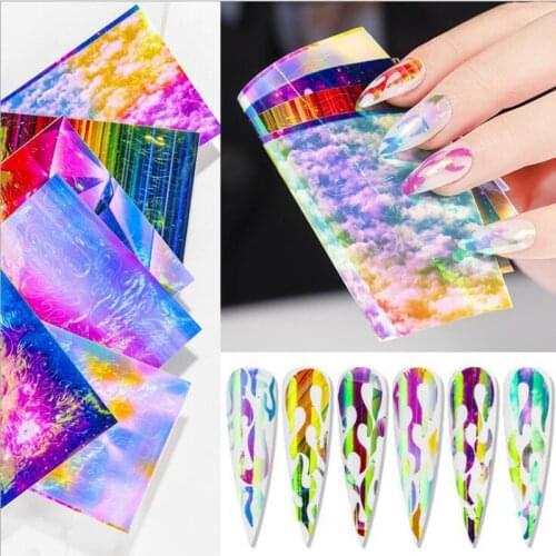 16pcs/set Colorful Butterfly Nail Art Stickers Leaf Nail Flame Foil Snowflake Transfer Designs Water Decals Nail Art Decorations
