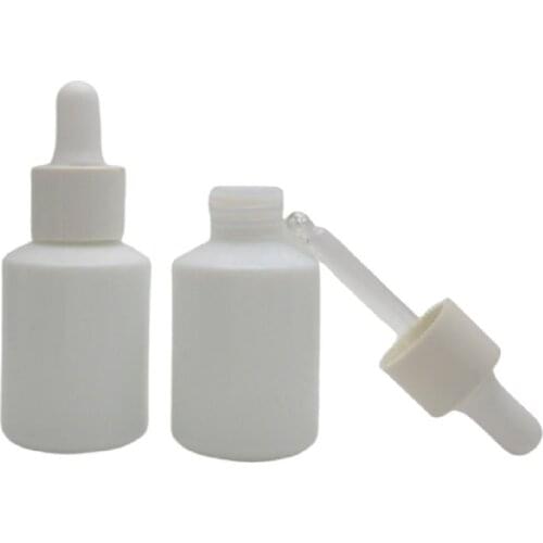 200 pieces Empty Cosmetic Packaging Porcelain White Glass Essential Oil Dropper Bottle 30ML
