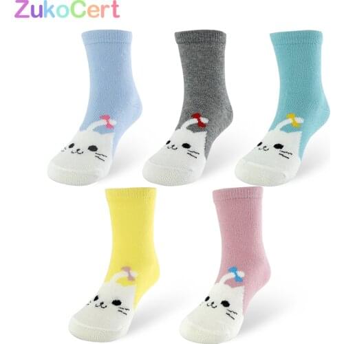 5 Pair/lot Kids Cotton Socks For Baby Boys Girls Socks Stripes Suitable Autumn And Winter Lovely Cat Childrens Style For 1-10Y