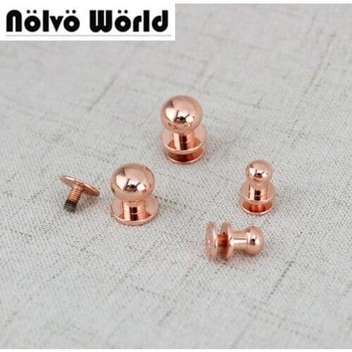 50-100 pcs 6mm 8mm 10mm Rose gold High quality 100% Copper screws Round Head Solid Nail Leather Screw Rivet Bags Decoration