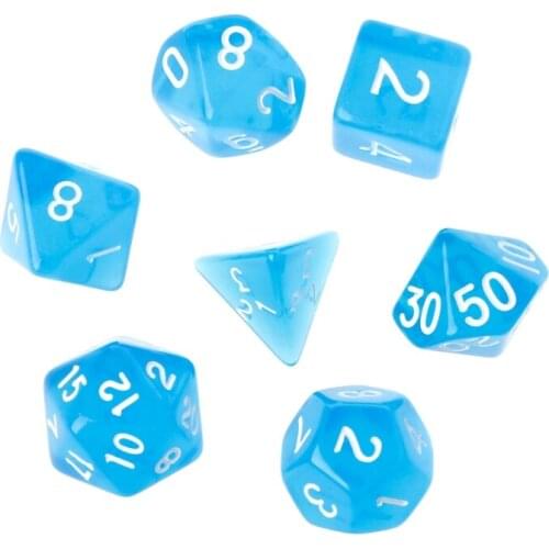 7Pcs Clear Polyhedral Game Dice For Dragon Pathfinder D20 D12 2xD10 D8 D6 D4