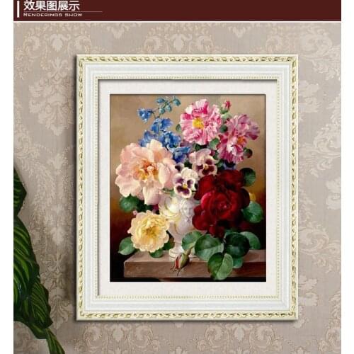 3D Fragrant Peony Cotton Silk Thread Wholesale Accurate Printed Canvas Embroidery DIY Handmade Needle Work Wall Home Decor