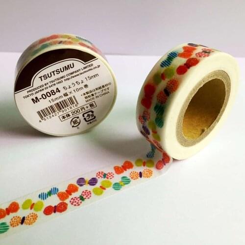 Free shipping Beautirul 15mm*10m high quality washi paper tape/color bowknot masking japan washi tape