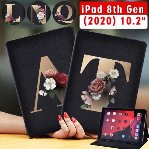 Tablets Case for Apple IPad 2020 8th 10.2 Inch Pu Letter Anti-Fall Stand Cover Case + Free Stylus