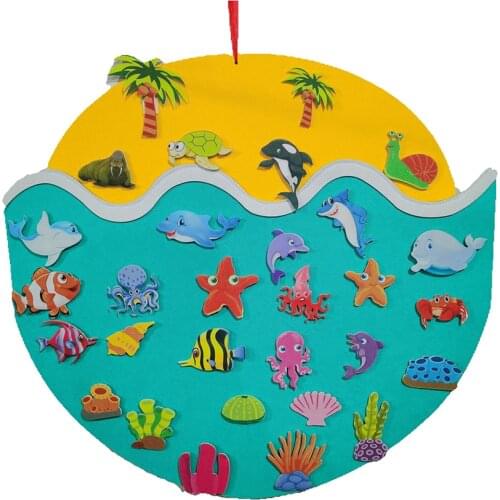 DIY Felt for Kids Toy Play Gift Cartoon Dolphin Fish Sea Bottom World Pendant with Detachable Ornaments Xmas Easter Wall Decor
