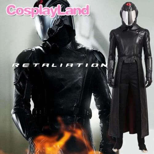G I Joe Cobra Commander Cosplay Costume Halloween Outfit For Adult Men Retaliation Snake Eyes Black Suit Fancy Helmet Costumes