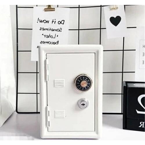 Mini Metal Piggy Bank Dormitory Storage Cabinet Pink Decorative Safe Box With Key Home Ornaments Girls Private Storage Area