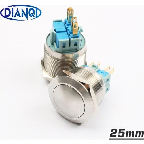 25mm Stainless Steel metal push button switch spherical round momentary latching 4 pin car switches Ball head