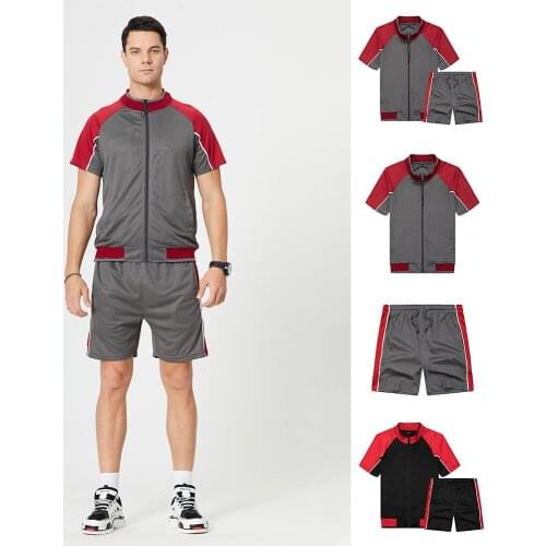 Mens Sports Suit Short Sleeve Casual Quick-dry Breathable Male 2 Piece Set Running Suit Sportswear 2021 Summer Joggers Set