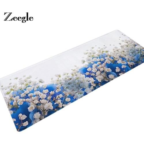 Zeegle Anti-Slip Floor Mats Flower Printed Welcome Mat Kitchen Door Carpet Doormats Floor Mat Living Room Prayer Rug
