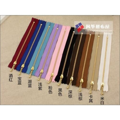 Genuine YKK3 # metal teeth closed zipper classic water dripper [bag] gold tooth 15-45CM