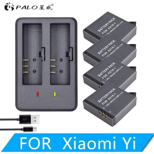 4Pcs Original AZ16-1 Battery FOR Xiaomi YI lite 4K 4K+LED USB Dual Charger for Xiaomi Yi 2 4K Battery Xiao Mi Yi