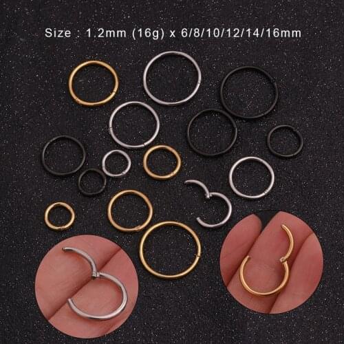 Stainless Steel Hinged Segment Clicker Ring Nose Septum Piercing Helix Cartilage Daith Twist Hoop