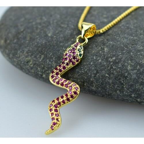 New Gold Color Link Chain Snake Pendant Necklaces Women Punk Clavicle AAA Zircon Choker Necklace Fashion Statement Jewelry Gift