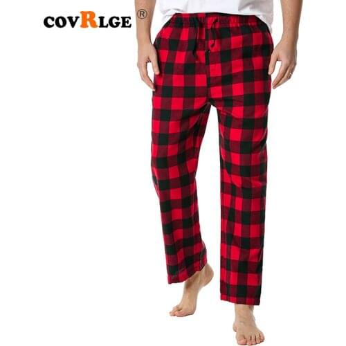 Covrlge Mens Cotton Super Soft Flannel Check Pajama Pants Men Comfortable Pants Spring Autumn Yoga Pants Home Pants MKX101