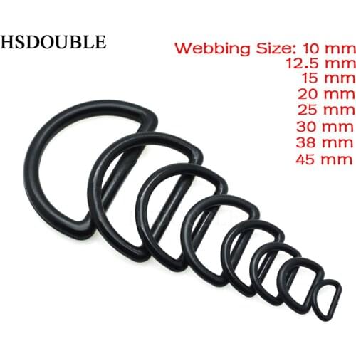 Plastic D-Ring Buckles Webbing Size 10mm 12mm 15mm 20mm 25mm 30mm 38mm 45mm Black
