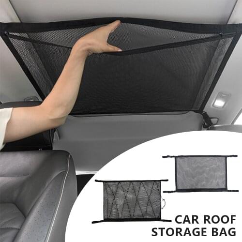 Portable Car Ceiling Storage Net Pocket Roof Interior Cargo Net Bag Car Trunk Storage Pouch Sundries Storage Organizer