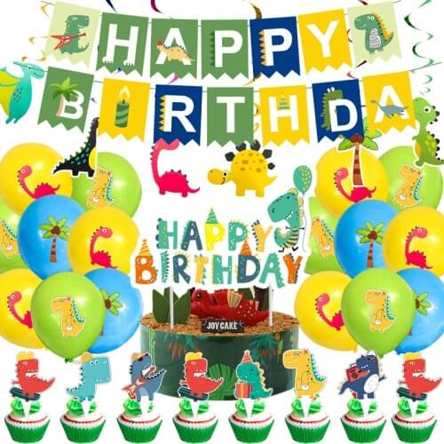 Dinosaur Theme Birthday Party Decoration Disposable Tableware Set Cake Topper Banners Jungle Decoration For Baby Shower Supplies