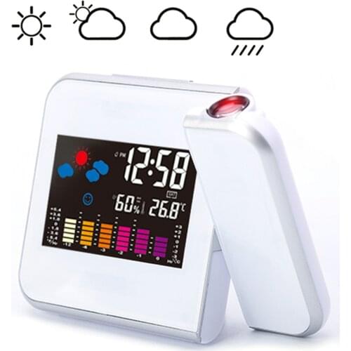 Projection Clock Digital Alarm Clocks Kids Snooze Alarm Clock Screen Desktop Clock Display Weather Calendar Time Kitchen Decor