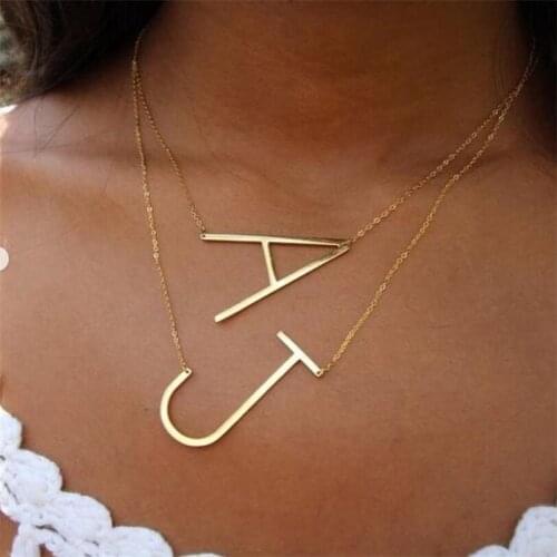 Simple 26 Letters Pendant Necklace for Women Charm Jewelry A B C D E F G H I J K L M N O P Q R S T U V W X Y Z Large Initial BFF