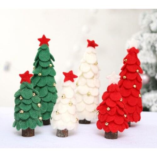 Christmas creative wooden felt bell mini desktop small Christmas tree hotel window photography atmosphere scene layout decor