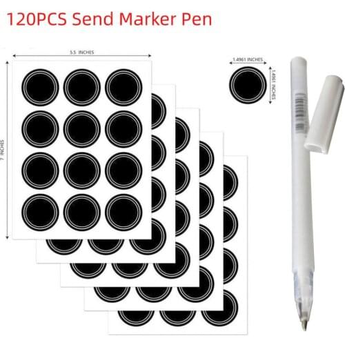 120pcs Self-adhesive Round Label Stickers Send White Marker Pen DIY Easy to Erase Kitchen Spices Jars Stickers Can Bottles Label