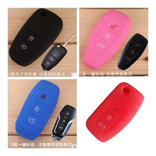 Silicone car key cover key protector key chain Case for Ford Focus 2 Focus 3 Kuga Ecosport Fiesta Mondeo EDGE/C-MAX/S-MAX/B-MAX