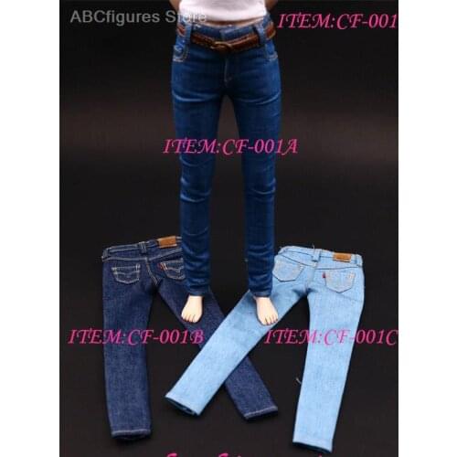 1/6 Scale Female Male Skinny Jeans Trousers For 12 " Woman Action Figure Body CF001A/B/C