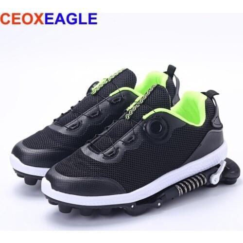 Adults Sports Shoes with EVA shoe pad Adjust Switch Mechanical Shoes with Super Shock Proof Multifunctional Sneakers with Spring