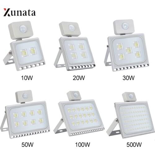 220V LED Motion Sensor FloodLight Outdoor Waterproof Searchlight Induction Led Street Light Spotlight Projector Lamp