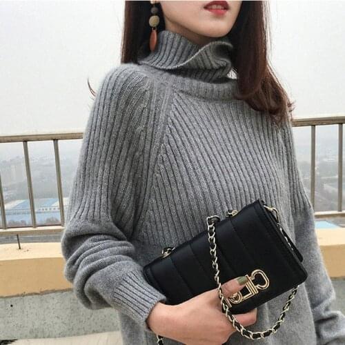 Sweater Women Turtleneck Pullovers Solid Stretch Striped Korean Top Knit Plus Size Harajuku 2021 Fall Winter Clothes Beige Khaki