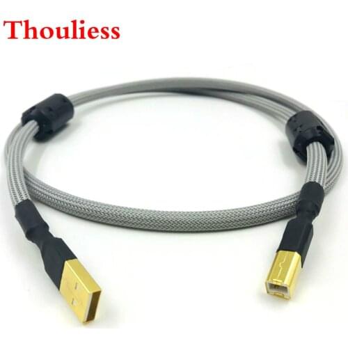 Thouliess HIFI 4 cores Single Crystal Copperr USB Cable DAC A-B Digital USB 2.0 Type A to B Male Audio Cable(gray)