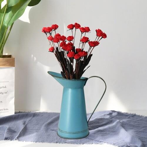 Vintage Vases Flowerpot Pot European Pastoral Style Galvanised Watering Kettle Arrangement Pot Home Gardening Decoration