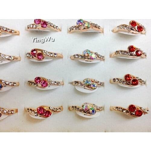 Yingwu Boho Ethnic 30Pcs/Set Rhinestone Rings Gold Color Female Fine Ring For Women Wedding Party Jewelry Anel