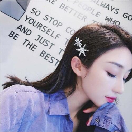 Women Girl Beach Crystal Shinny Star Metal Hair Clips Barrette Hairpin Bobby Pin Jewelry Brand Hair Accessories