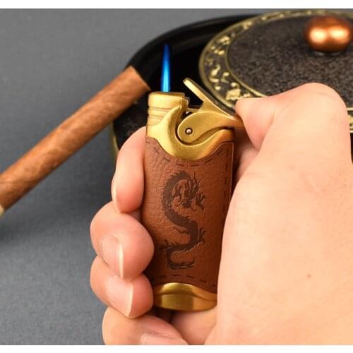 Leather Refillable Gas Lighters Creative Butane Torch Jet Cigarette Ignite Lighter Pocket Smoking Accessories Gadgets For Men