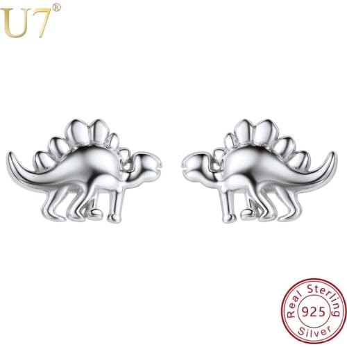 U7 925 Sterling Silver Cute Dinosaur / Frog Vintage Stud Earring Cartoon Animal Earrings For Women Brincos Jewelry Gifts SC157