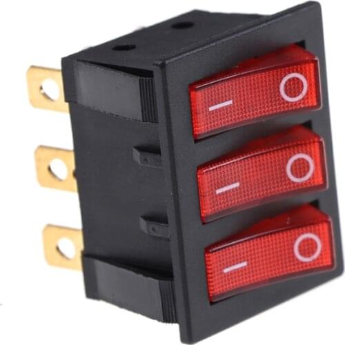 1pcs rocker switch 9pin KCD3 34*40 Big Rocker Switch On-Off With Red Light