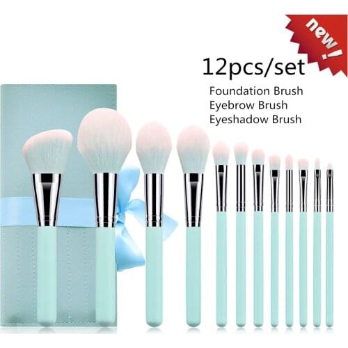 12PCS Powder Foundation Brush Sets Girls Cosmetic Eyebrow Eyeshadow Brush Makeup Brush Sets Tools pinceis de maquiagem