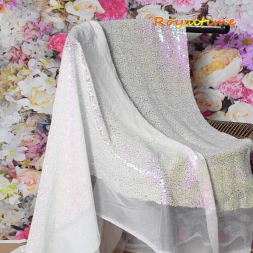 130x45cm Changed White Sewing Sequin Fabric for Costumes Sequin Lace Fabric,Tablecloth,Table Runner,Backdrop Wedding Dress Decor