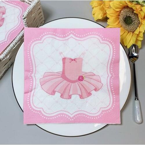 20Pcs/Pack Cute Pink Skirt Decoupage Paper Napkins Lovely Napkin Paper Tissue for Girls Birthday Party Supplies Wholesale