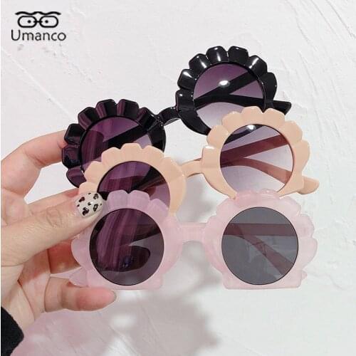 2021 Lovely Round Shell Sunglasses for Girls Boys Plastic Frame AC Lens Children Sun glasses Anti UV400 Summer Vacation Gift