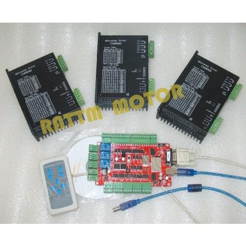 4 Axis USBCNC breakout board with 3pcs CW8060 stepper motor driver 80V / 6A/ 256 microstep CNC controller kit