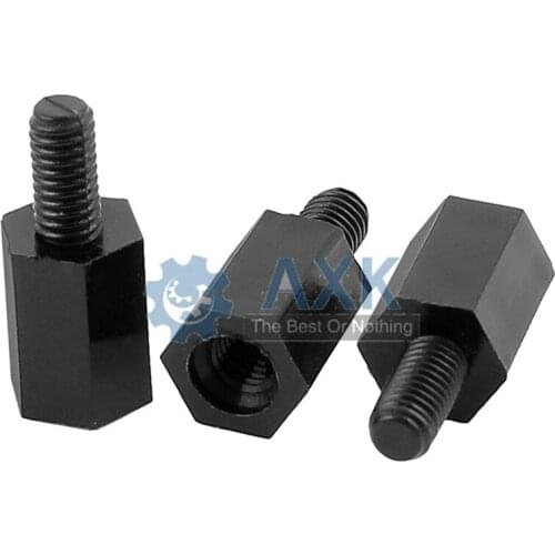 50Pcs M2*L+5mm M2.5/M3/M4*L+6mm Thread Black Spacing Screw Plastic For PCB Motherboard Fixed Nylon Standoff Spacer Pillar NL16