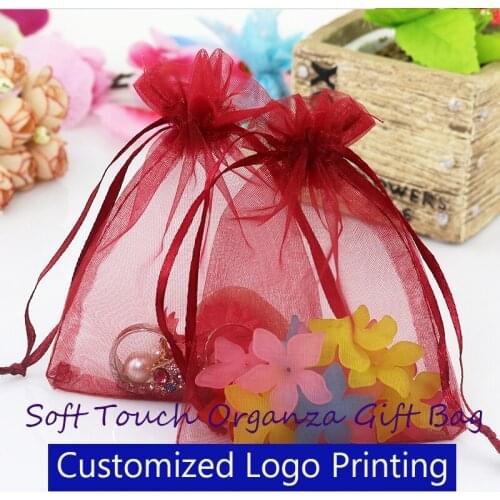 500pcs 7x9cm Dark Red Organza Bags Jewelry Gift Wedding Bag Pouch for Christmas Wedding Gift Bags