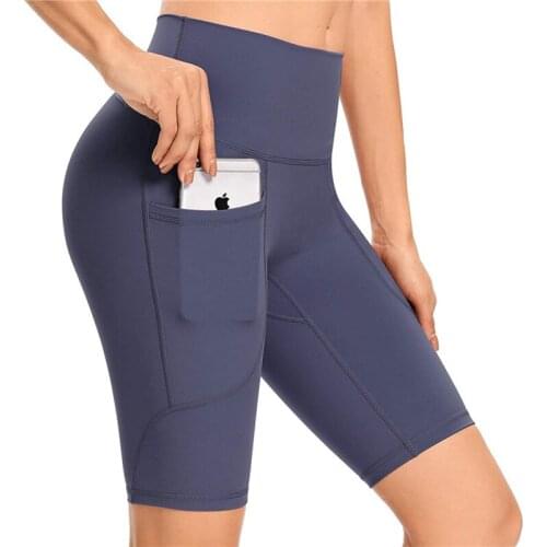 Knee Length Black Yoga Shorts Sports Women Running Wear Summer Workout Biker Shorts Blue