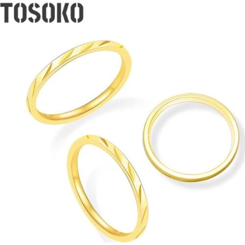 TOSOKO Stainless Steel Decorative Ring Fashion Ring Female Jewelry BSA091
