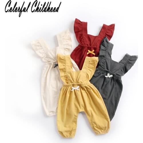 Spring autumn sweet baby girls suspender pants infant newborn kids overalls toddler baby jumpsuit children outfits